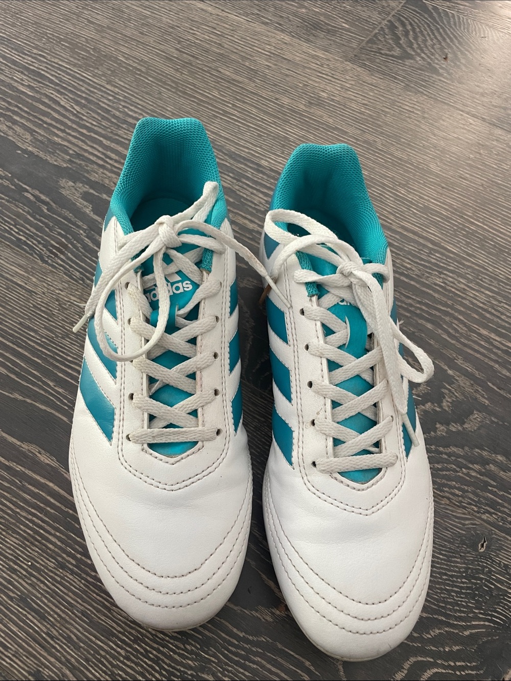 adidas Women’s White and Teal soccer cleats